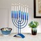 Rite Lite Traditional Steel Hanukkah Menorah - 8.75" - Slate Blue Finish